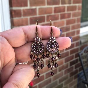 Lia Sophia burgundy and pink beaded earrings